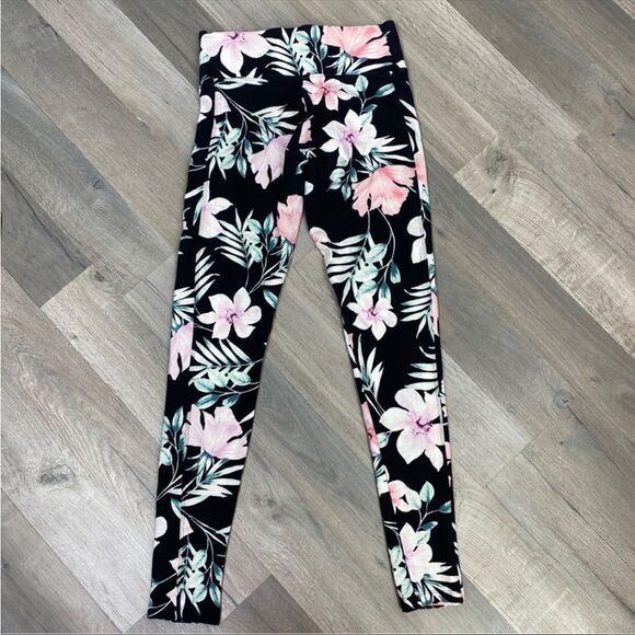 Pink by Victoria’s Secret Tropical Print Mesh Stripe Leggings Black Pink XS - Picture 8 of 9